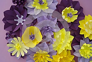 Paper craft Flower Decoration Concept. leaves made of paper.