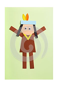 paper craft for kids. DIY indian native american made for thanksgiving day.