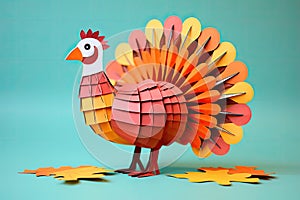 paper craft for kids. DIY Turkey made with paper craft for kids for thanksgiving day