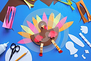 Paper craft for kids. DIY Turkey made for thanksgiving day.