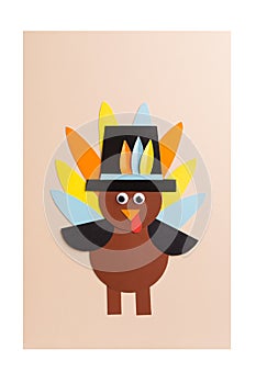 Paper craft for kids. DIY turkey made for thanksgiving day.