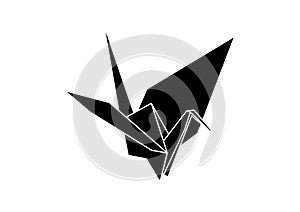 Paper crane origami icon fully resizable editable vector in black color