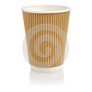 Paper Cup with Brown Ribbing and White Inner Lining photo