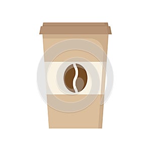 Paper cup of coffee fast food icon. Brown carton box coffee.