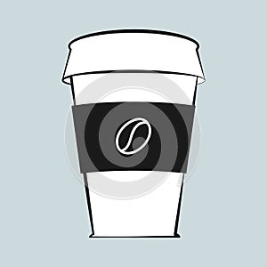 Paper cup of coffee icon, take away concept, flat sketch graphic style for web design projects.