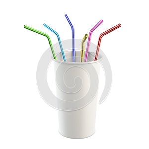 Paper cup with color straws