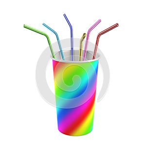 Paper cup with color straws