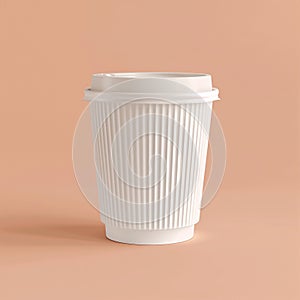 Paper cup mockup on peach background, white cup