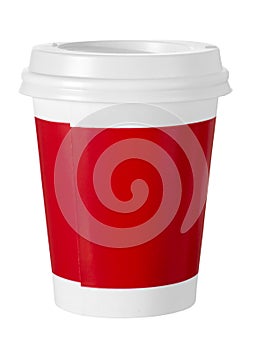 Paper cup, red and white, takeaway coffee etc.