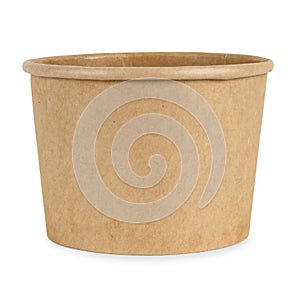 Paper cup for soup on white