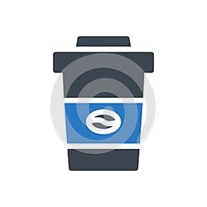 Paper cup vector glyph colour icon