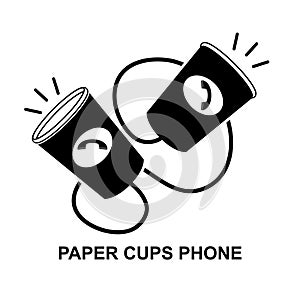 Paper cups phone isolated on background vector illustration.