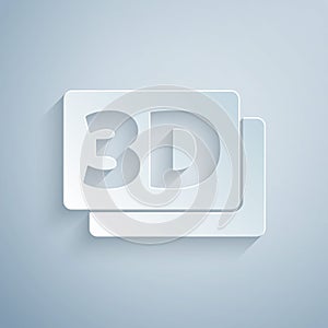 Paper cut 3D word icon isolated on grey background. Paper art style. Vector