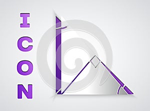 Paper cut Angle bisector of a triangle icon isolated on grey background. Paper art style. Vector