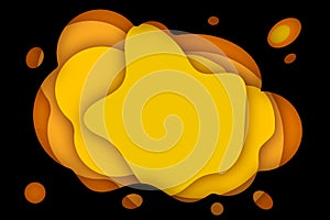 Paper cut banner or background with yellow waves layers. Abstract layout design for brochure and flyer. Paper art vector