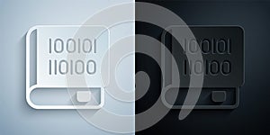 Paper cut Books about programming icon isolated on grey and black background. Programming language concept. PHP, CSS