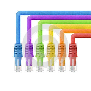 Paper cut of cable for ethernet, internet network or lan line is