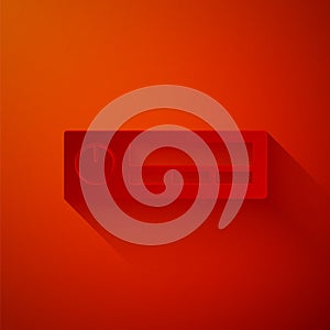 Paper cut Car Audio icon isolated on red background. Fm radio car audio icon. Paper art style. Vector