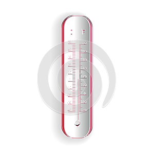 Paper cut Celsius and fahrenheit meteorology thermometers measuring icon isolated on white background. Thermometer