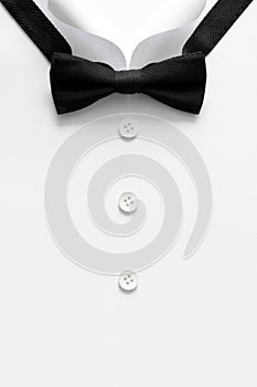 Paper cut collar of man shirts. Father`s day or wedding concept. Copy space. Top view. Minimalist style