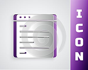 Paper cut Computer api interface icon isolated on grey background. Application programming interface API technology