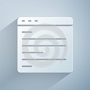 Paper cut Computer api interface icon isolated on grey background. Application programming interface API technology