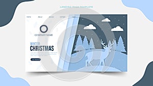 paper cut design for Christmas with snowman Landing page template, web page design concept layout for website backgrounds