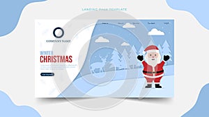 paper cut design for winter Christmas with santa claus Landing page template,simple web page design concept layout for website etc