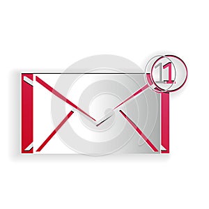 Paper cut Envelope icon isolated on white background. Received message concept. New, email incoming message, sms. Mail