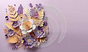 Paper cut floral bouquet, Flower paper craft style. Mother\'s day. Happy Women\'s day. Botanical 8 March.