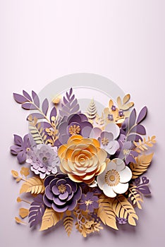 Paper cut floral bouquet, Flower paper craft style. Mother\'s day. Happy Women\'s day. Botanical 8 March.