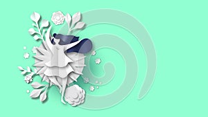 Paper cut flower spring woman loop background