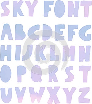 Paper cut font with sky texture