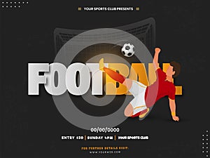 Paper Cut Football Font With Faceless Footballer Player Kicking A Ball