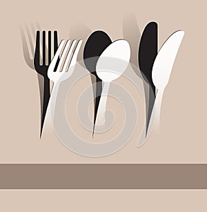 Paper cut fork, spoon and knife