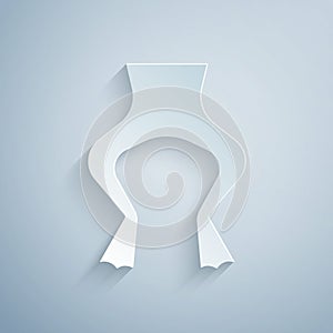 Paper cut Frog legs icon isolated on grey background. Paper art style. Vector photo