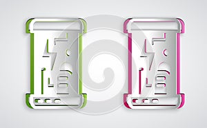 Paper cut Futuristic cryogenic capsules or containers icon isolated on grey background. Cryonic technology for humans or