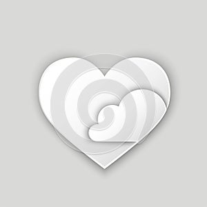 Paper cut heart with cloud. romantic and love symbol. vector element for valentine`s day design