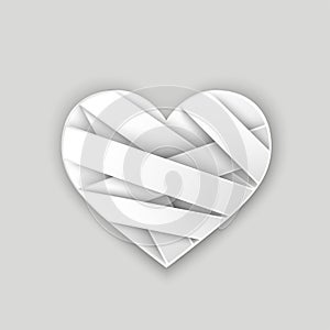 Paper cut heart with ribbons. valentines and love symbol. decorative element for valentine`s day design