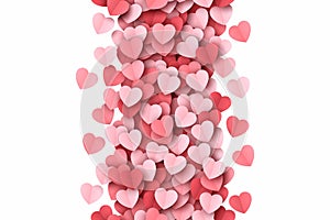 Paper Cut Hearts Confetti Vector Saint Valentine Day Vertical Seamless Border