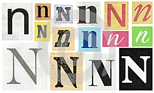 Paper cut letter N Old newspaper cutouts creative crafting