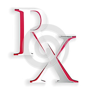 Paper cut Medicine symbol Rx prescription icon isolated on white background. Paper art style. Vector