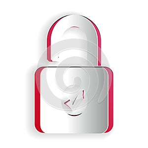 Paper cut Open padlock icon isolated on white background. Opened lock sign. Cyber security concept. Digital data