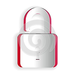 Paper cut Open padlock icon isolated on white background. Opened lock sign. Cyber security concept. Digital data