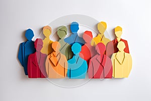 Paper cut out of a large crowd of people standing together. Diverse community and teamwork concept