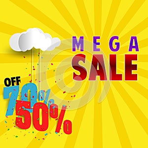 Paper Cut Out Sale Tags. Discount Poster Design. Special Offer Banner. Vector illustration