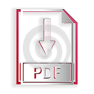 Paper cut PDF file document icon isolated on white background. Download PDF button sign. Paper art style. Vector