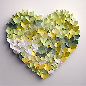 Paper Cut Petal Hearts in Yellow Green White Heart Shape Love Valentine Romance Valentine\'s Day Coloured Generative AI