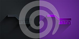 Paper cut Pool table brush icon isolated on black on purple background. Biliard table brush. Paper art style. Vector