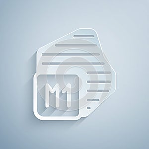 Paper cut Processor icon isolated on grey background. CPU, central processing unit, microchip, microcircuit, computer